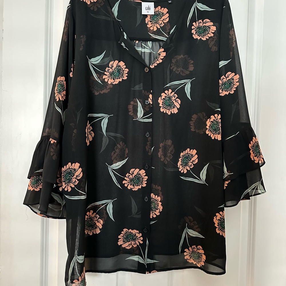 Cabi Black Floral Women's Top